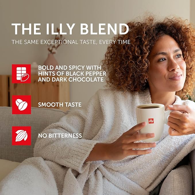 illy Whole Bean Coffee, India Single Origin Dark Roast, 100% Arabica, Premium Italian Coffee, Ideal for Espresso, Drip, Moka and French Press Brewing, 8.8oz, 6 Pack