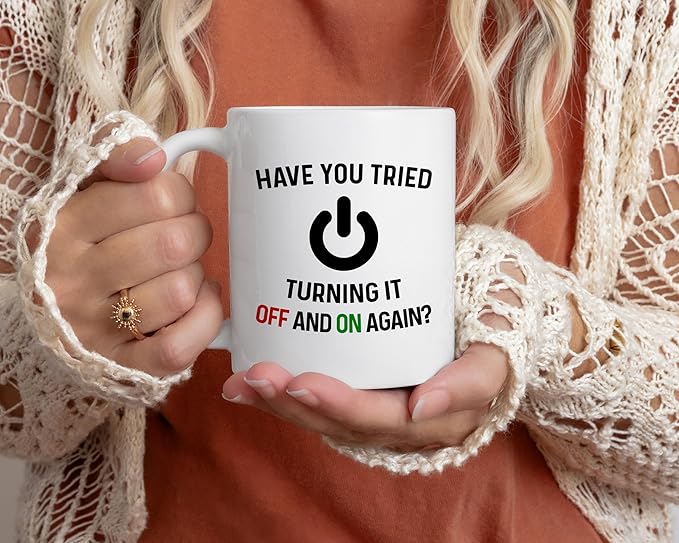 Casitika Have You Tried Turning It Off And On Again Mug 11 Oz Coffee Mug. Funny Computer Nerd Gifts. Gift Idea for Office or Geek Coworkers. (White)