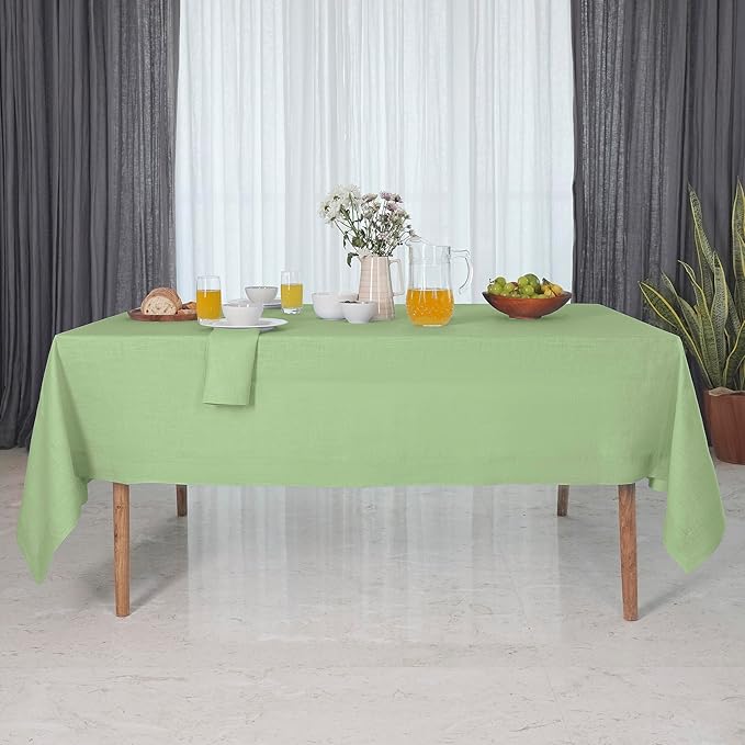 D'Moksha Homes Linen Tablecloth 60 x 120 Inch - 100% Pure Linen Sage Green Table Cloth for Rectangle Tables - Machine Washable Cloth Tablecloth for Spring, St Patricks Day, Easter