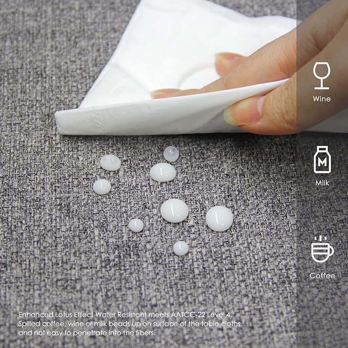 BALCONY & FALCON Round Tablecloth Washable Wrinkle Resistant and Water Proof Table Cloth Decorative Linen Fabric Tablecloths for Dining Parties Kitchen Wedding and Outdoor Use (Gray, 70" Round)