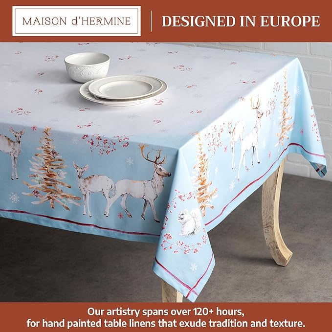 Maison d' Hermine Table Cloth Square Table 100% Cotton 54 x 54 Inches Fall Tablecloth Reusable Everyday Use for Thanksgiving Christmas Decorations Dining Farmhouse Party (Fairy Tale Forest)