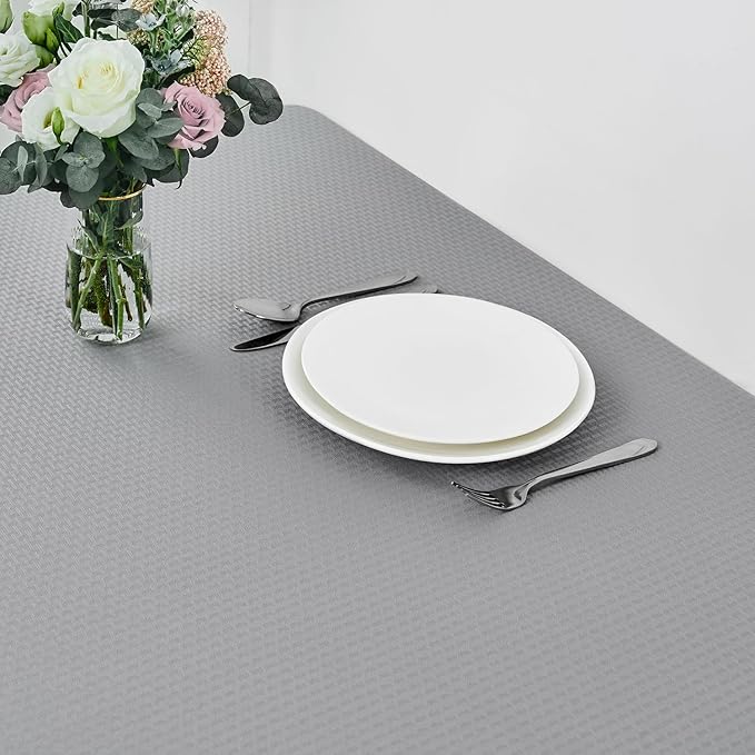 maxmill Weaved Texture Rectangle Tablecloth Water Resistant Wrinkle Free Spill-Proof, Soft Table Cloth for Dining Room Decoration, Banquet Parties Event Holiday Dinner, 60 x 84 Inch Light Grey