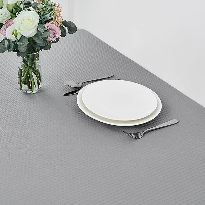 maxmill Weaved Texture Tablecloth Water Resistance Antiwrinkle Spillproof Soft Washable Table Cloth for Dining Room, Buffet Banquet Parties Holiday Dinner, Rectangular 60 x 108 Inch, Light Grey