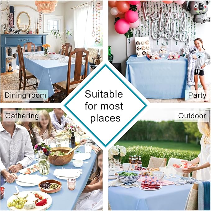 Hiasan Dusty Blue Rectangle Tablecloth - Waterproof Spillproof and Wrinkle Resistant Washable Polyester Table Cloth for Dining Party, 60 x 84 inch