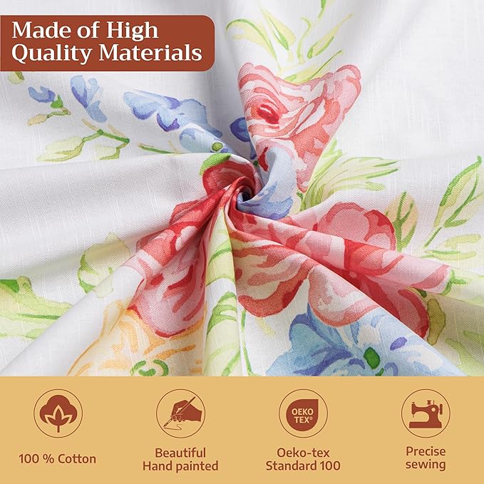 Maison d' Hermine Table Cloth Rectangle Table 100% Cotton 54 x 72 Inches Tablecloth Reusable Decorative for Dining Room Farmhouse Home Valentines Day Decorations Spring Summer - Vintage Floral