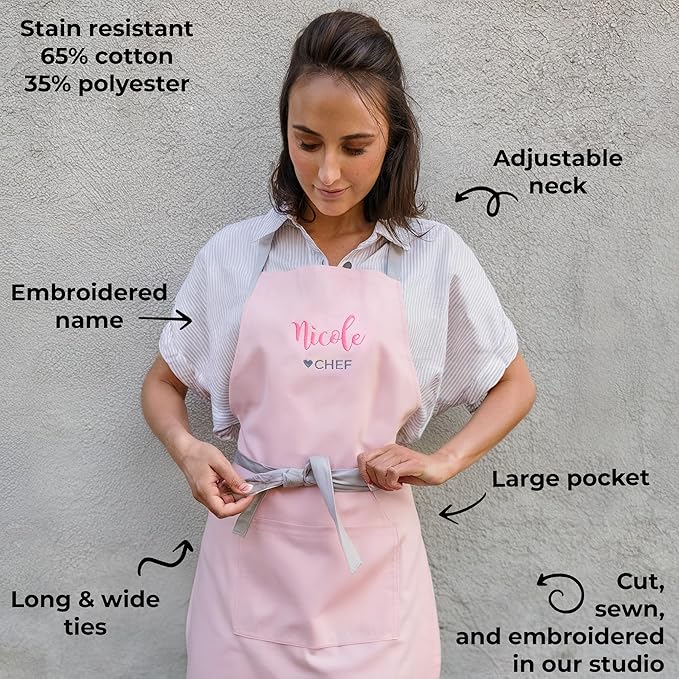 Kids Apron - Embroidered Personalized Cooking Custom Apron with Name, Adjustable, Cotton, with Pockets, for cooking