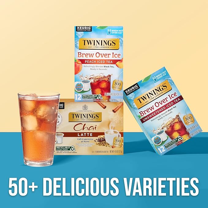 Twinings Brew Over Ice Unsweetened Black Iced Tea 72 K-Cup Pods for Keurig, 12 Count (Pack of 6), Caffeinated