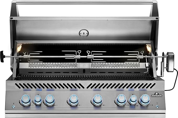 Napoleon Built-In 700 Series 44-inch Natural Gas Grill Head with Infrared Rear Burner - BIG44RBNSS-1-6 Main Burners, Infrared Rear Burner, Stainless Steel, Included Rotisserie Kit