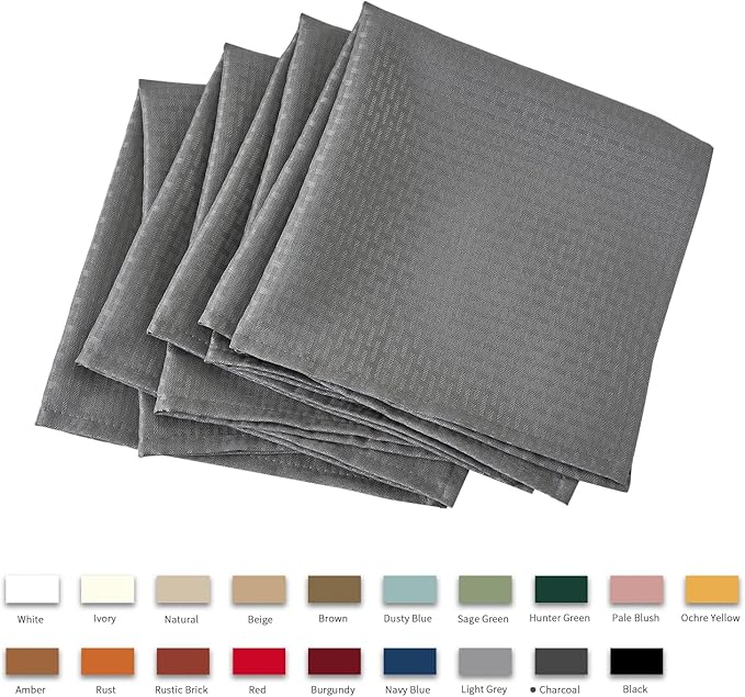 maxmill Cloth Napkins Weaved Texture Pattern Soft Comfortable and Luxury Serviette for Restaurant Family Dinners Weddings Parties and Banquets Set of 4 Pieces, 20 x 20 Inch Charcoal Gray