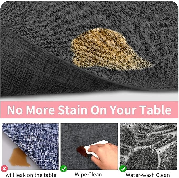 Set of 1/4 Modern PU Placemats for Table Waterproof Non-Slip Leather Tableware Mat Set Kitchen Accessories Coaster Cup(Vin Light Grey,44x30cm 4pcs)