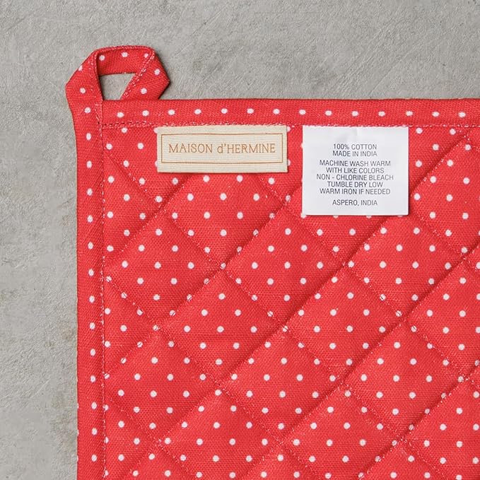 Maison d' Hermine 100% Cotton Oven Mitt & Pot Holder Set (7.5"x13" & 8"x8") Heat Resistant BBQ Cooking Gloves with Loop, Baking, Grilling, Kitchen, Handling Hot Pans Spring/Summer (Vintage Floral)
