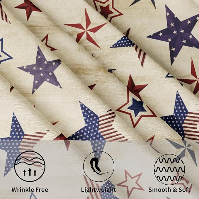 4th of July Round Tablecloth 70 Inch Patriotic Vintage Red and Blue Star Memorial Day Polyester Table Cloth Independence Day Table Cover for Kitchen Dinner Home Decor