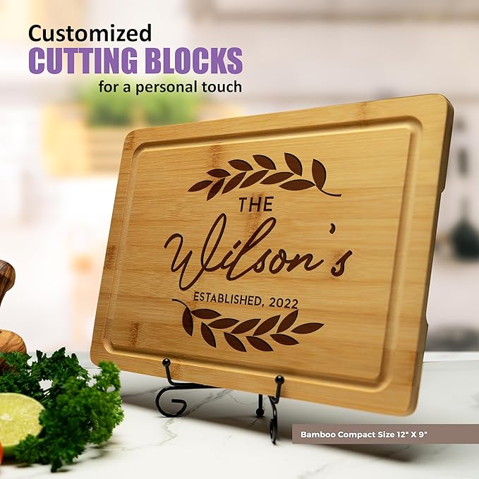 Personalized Cutting Board – Monogrammed Wood Charcuterie Board – Custom Valentine’s Day Gift for Couples, Wedding, Engagement, Anniversary & Housewarming