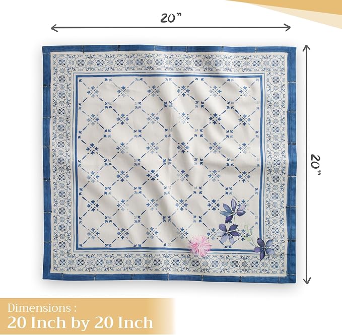 Maison d' Hermine Cloth Napkins Set of 4 100% Cotton Everyday Reusable Square Napkins Cloth Washable Dinner Party Wedding Restaurant Valentines Day Decorations Spring/Summer (Faience, 20" x 20")