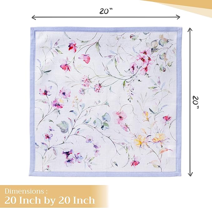 Maison d' Hermine Cloth Napkins Set of 4 100% Cotton Everyday Reusable Square Napkins Cloth Washable Dinner Party Wedding Restaurant Valentines Day Decorations Spring/Summer (Summer Floral, 20" x 20")