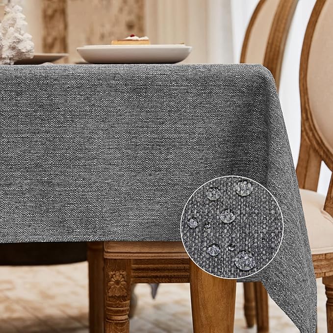 BALCONY & FALCON Rectangle Tablecloth Washable Wrinkle Resistant and Water Proof Table Cloth Decorative Linen Fabric Tablecloths for Dining Parties Kitchen Wedding and Outdoor Use (Gray, 55x70)