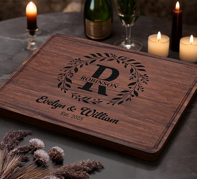 Wedding Gifts for Couples 2026 – Personalized Engraved Cutting Board, Customized Walnut Charcuterie Board, Unique Anniversary, Christmas, Bridal Shower, Housewarming and Engagement Gift Idea