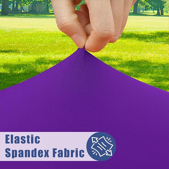 Round Spandex Tablecloth, Elastic Fitted Waterproof Tablecloths for 45"-56" Tables, Stretch Washable Picnic Table Cover for Camping, Dining, Indoor and Outdoor, Purple
