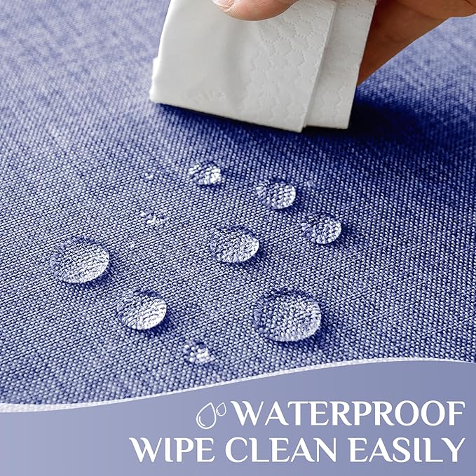 Softalker Large Blue Tablecloth Rectangular 104 x 60 Inch Linen Textured Outdoor Table cloth Stain and Wrinkle Resistant Table Cover for Spring,Easter,Summer,Party,Garden,Coffee Vintage Decor Tabletop