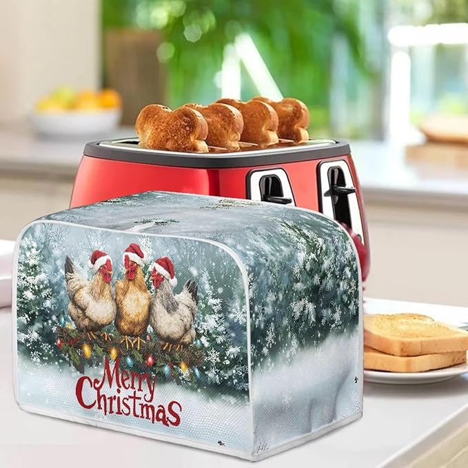Doojoayie Merry Christmas Toaster Cover 2 Slice Dust Resistant Cover for Kitchen Small Appliance Bread Machine Protector Decorative Accessories for Xmas Home Kitchen Decor