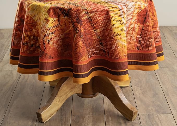 Maison d' Hermine Table Cloth Round Table 100% Cotton 69 Inches Fall Tablecloth Reusable Everyday Use for Thanksgiving Christmas Decorations Dining Farmhouse Party (Thanksgiving Tartan)