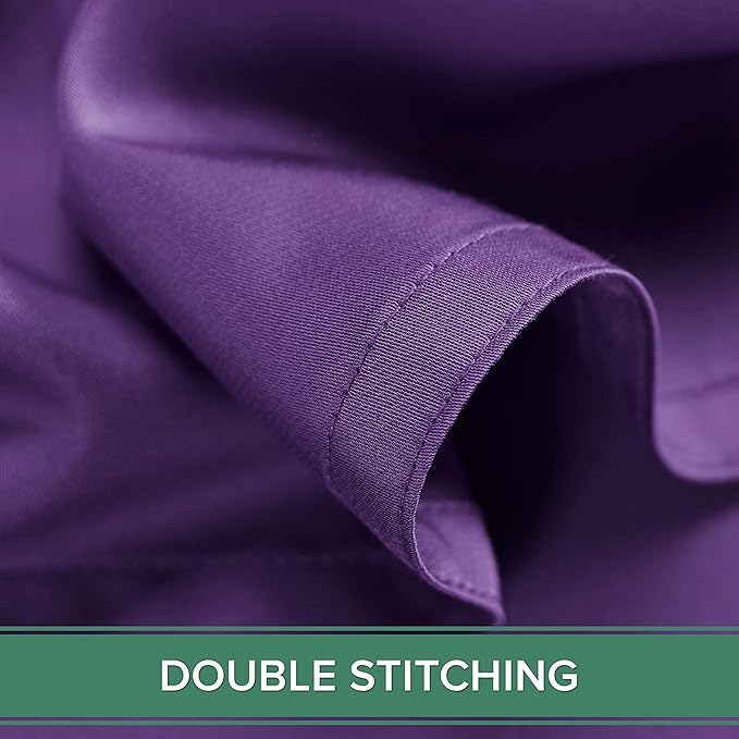 Pure Bamboo Queen Sheets, Genuine 100% Organic Viscose Derived from Bamboo Bed Sheet Set, Luxuriously Soft & Cooling, Double Stitching, 2 Year Quality Promise (Queen, Purple)