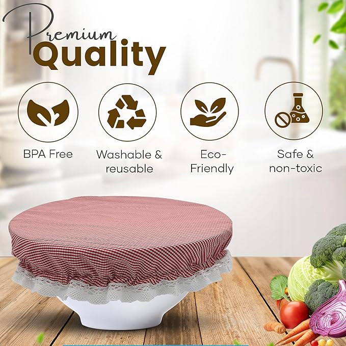 XIO&MIA Reusable Bowl Covers 5 Sizes – Stretch Fabric Bread Proofing Covers for Sourdough Fermentation & Food Storage – Eco-Friendly Kitchen Gift for Bakers, Christmas, Mother’s Day & Housewarming