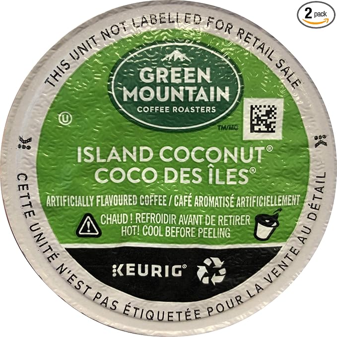 Green Mountain Coffee Roasters Island Coconut, Single-Serve Keurig K-Cup Pod, Flavored Light Roast Coffee, 48 Count (2 Boxes of 24 Count Pods)
