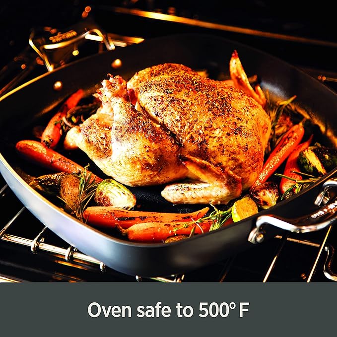All-Clad Essentials Hard Anodized Nonstick Multi-Pot 7 Quart Oven Broiler Safe 500F Strainer, Pasta Strainer with Handle, Pots and Pans Black