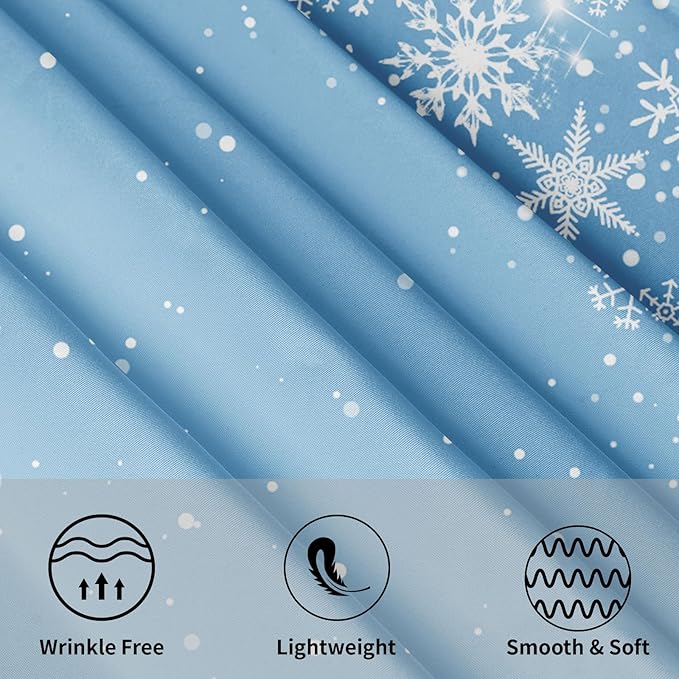 Winter Tablecloth Round 70 Inch Blue Christmas Snowflake Table Cloth Round Blue and White Xmas Holiday Table Cover for Kitchen Dinner Home Decor