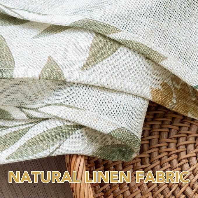 H.VERSAILTEX Linen Table Cloths Floral Printed Tablecloth Spill-Proof Waterproof Table Cover for Dining Buffet Feature Soft and Thick Fabric Wrinkle Free, 60 x 60 Inch, Adela Botanical Motif - Sage