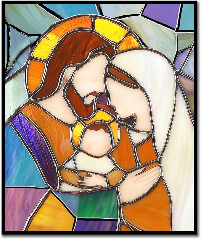 Nativity Stained Glass Inspired Magnets, Mary, Joseph, Religious Fridge Magnets, Meaningful, Xmas Fridge Decor, 3 x 2.5 inches, 1PCS