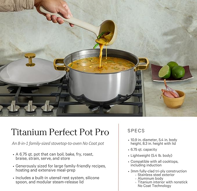 Our Place Titanium Pro Cookware Set | 10-Piece Pots and Pans Set with Always Pan Pro, Perfect Pot Pro & Minis | Non-Toxic No-Coating Nonstick | Induction & Oven-Safe up to 750°F | Gold