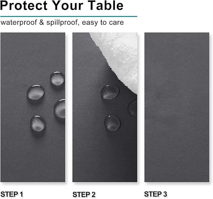 Hiasan Grey Square Tablecloth - Waterproof and Spillproof Washable Fabric Table Cloth for Dining Room Kitchen, 70 x 70 Inch