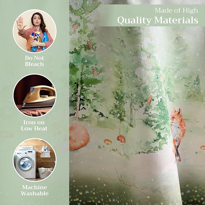 Maison d' Hermine Table Cloth Round Table 100% Cotton 69 Inches Fall Tablecloth Reusable Everyday Use for Thanksgiving Christmas Decorations Dining Farmhouse Party (Winter Mornings)