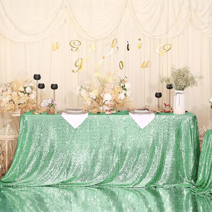 Eternal Beauty Mint Green Tablecloth, 50x80 Inch Square Rectangle Table Cover for Cake Dessert Exhibition Party Birthday Events
