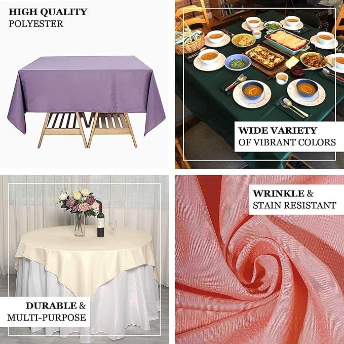 Efavormart 70" Lavender Square Polyester Tablecloth for Dining Table, Wedding, Party, Event, Banquet, Restaurant Decoration