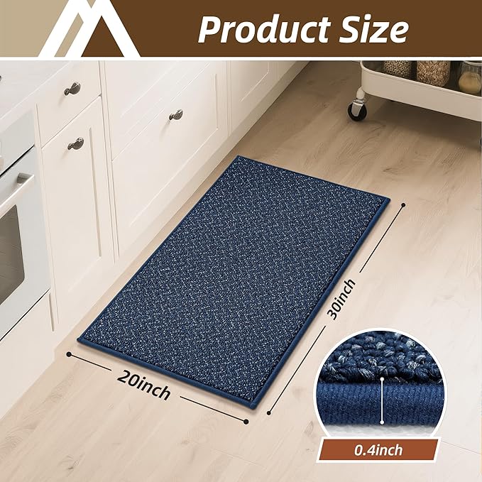 COSY HOMEER Kitchen Rugs 20"x32" Non-Slip Kitchen Mats for Floor Absorbent Stain Resistant Kitchen Floor Mat Machine Washable Rugs for Kitchen,Hallway,Sink,Navy Blue