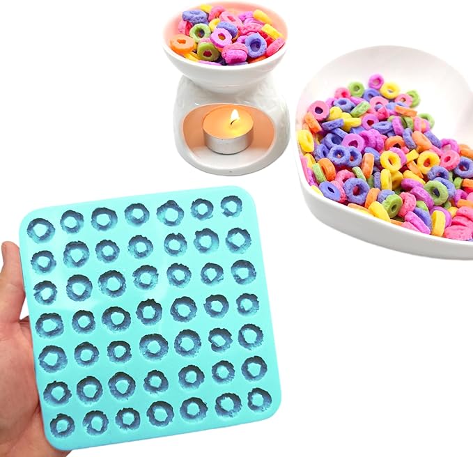 Fruit rings 49 Cavities Small donuts cereal Flexible Silicone mold Soap molds Resin molds Wax melts molds 061