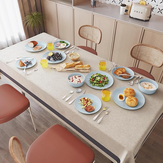 Yoshy 12-Piece Blue Bone China Dinnerware with Lightweight Durable Chip Resistant Design Service for 4