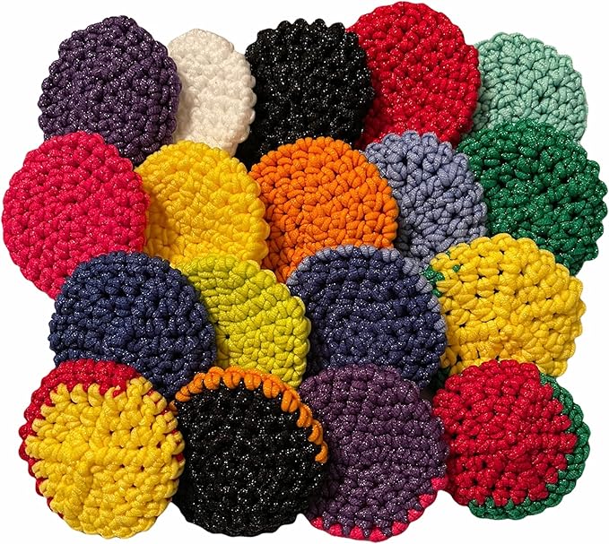 Handmade Kitchen Scrubbies - Nylon Yarn - Pot Scrubbers - Sponge - Scouring Pad - Reusable - Exfoliating - Set of 3 (or 4) - Double Thickness - Large
