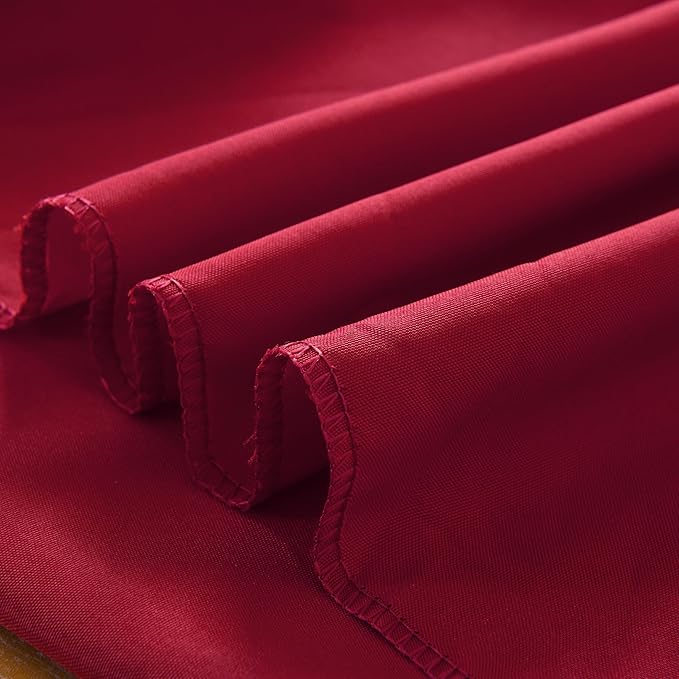 6-Pack Round 108-inch Burgundy Table Cloths, Solid Stain and Wrinkle Resistant Circular Tablecloth, Premium Plain Weave Polyester Fabric Table Linen Covers for Hotel, Banquet