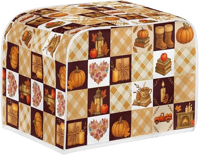 Doojoayie Fall Decor Toaster Cover with Pumpkin Print Dust Resistant Bread Machine Protector Thanksgiving Theme Oven Cover 2 Slice Small Appliance Dust and Fingerprint Protection