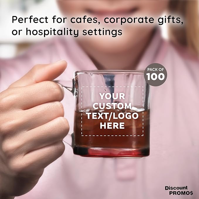 Custom Libbey Clear Glass Coffee Mugs 13 oz. Set of 100, Personalized Bulk Pack - Perfect for Coffee, Tea, Espresso, Hot Cocoa, Other Beverages - Red Bottom