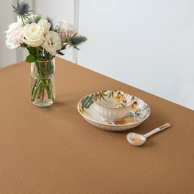 maxmill Fall Tablecloth Waterproof Spillproof Wrinkle Resistant Soft Textured Table Cloth for Harvest Thanksgiving Dinner and Party Indoor and Outdoor Use, Square 60 x 60 Inch, Amber Bronze