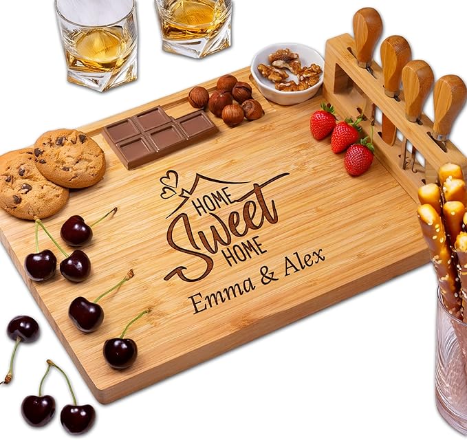 Christmas Gifts for Couples 2025, Personalized Charcuterie Board Gifts Set, Housewarming Gifts New Home Sweet Home, Bridal Shower Gifts for Bride, Large Cheese Board, Anniversary, Birthday, Engagement