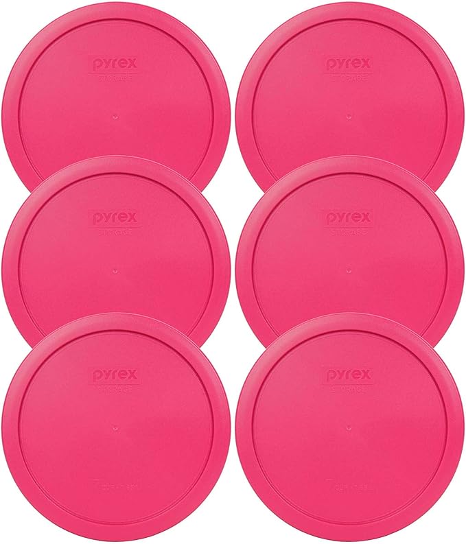 Pyrex 7402-PC 7 Cup Fuchsia Pink Round Plastic Lid, Made in USA - 6 Pack