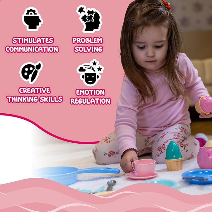uToyz Kids Play Kitchen Toys – 49pcs Pretend Play Kitchen Accessories with Cooking Toys, Large Kids Pots and Pans Playset, Toy Dishes for Toddler Cooking Set, Pretend Pots and Pans for Ages 3+