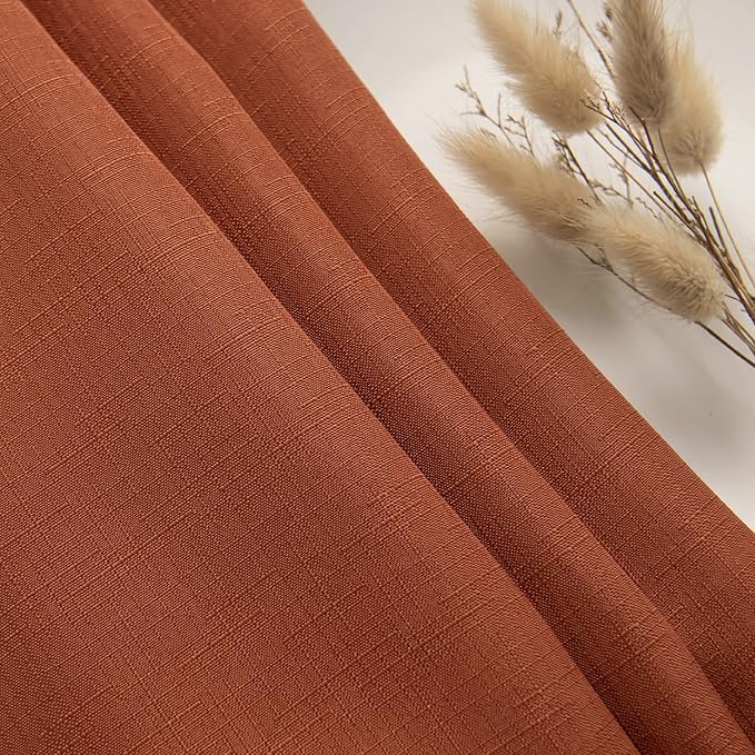 maxmill Rectangle Slubby Textured Tablecloth Waterproof Spillproof Wrinkle Free Fall Table Cloth, Kitchen Dining Room Thanksgiving Decoration, Fabric Table Cover Halloween Party, 52 x 70 Inch, Rust