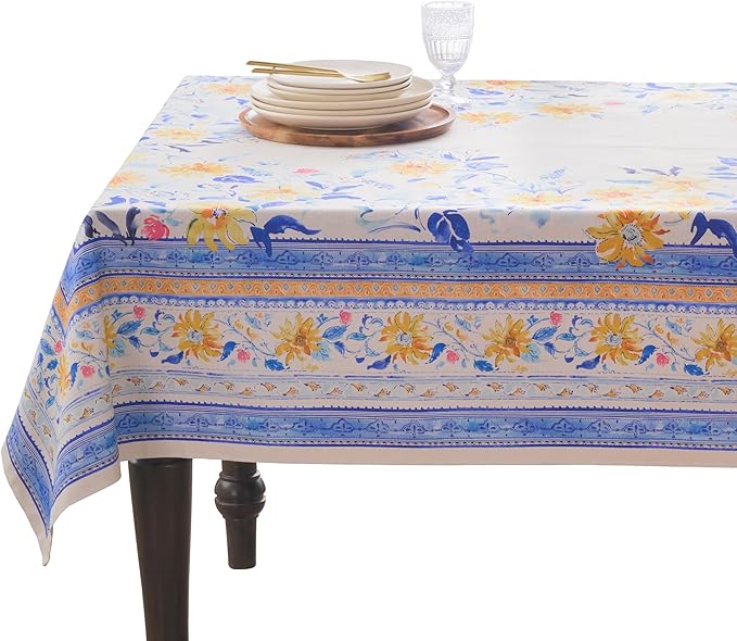 Maison d' Hermine Table Cloth Rectangle Table 100% Cotton 70 x 90 Inches Tablecloth Reusable Decorative for Dining Room Farmhouse Home Valentines Day Decorations Spring Summer - Girassol